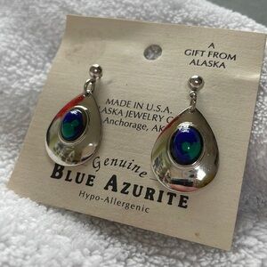 Genuine blue azurite earrings